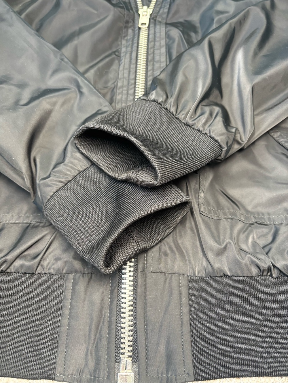 Free People Midnight Black Bomber Jacket - Lightweight Zip Front - Picture 10 of 10